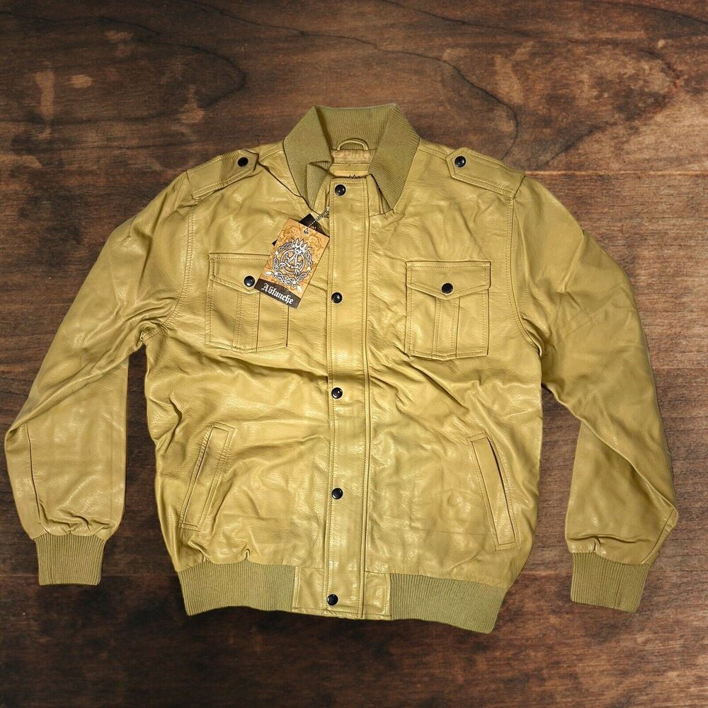 New Old Stock Ablanche Mens Full Zip Sz XL Faux Blonde Leather Jacket Vintage